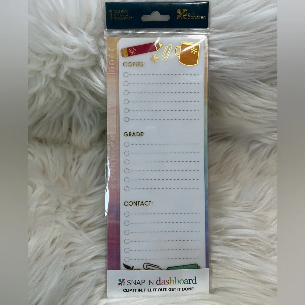 NWT Erin Condren Snap In Teacher theme Planner Dashboard